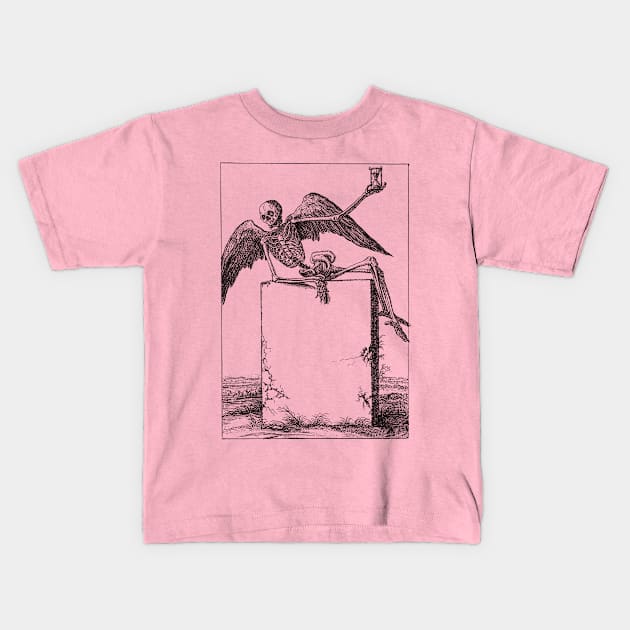 skeleton waiting Kids T-Shirt by Diusse